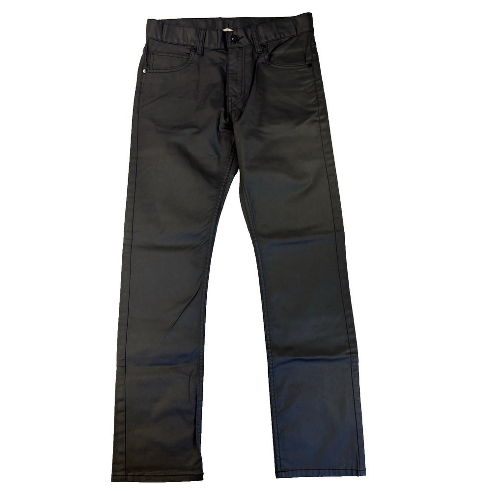 H&M‎ Kids  Black Waxed Coated Pants Skinny Jeans Edgy Rocker 11/12Y Moto Biker